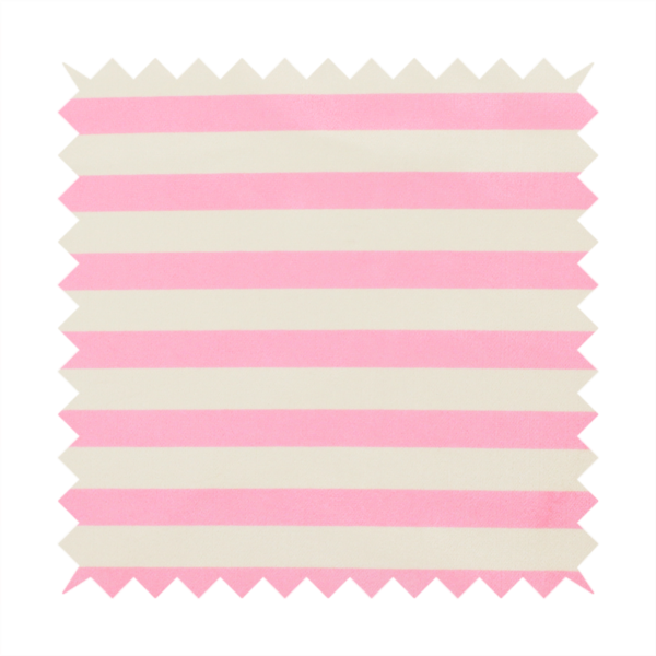 Horizontal pink and white striped fabric pattern.
