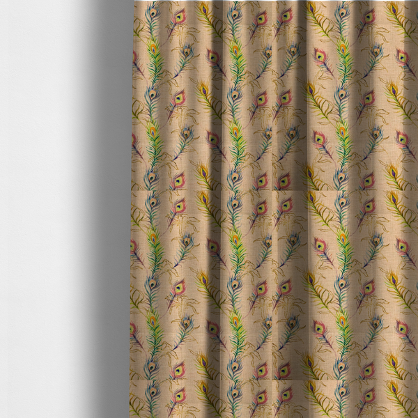 Pastel Peacock Drizzle Print Upholstery Fabric DP-96 - Made To Measure Curtains