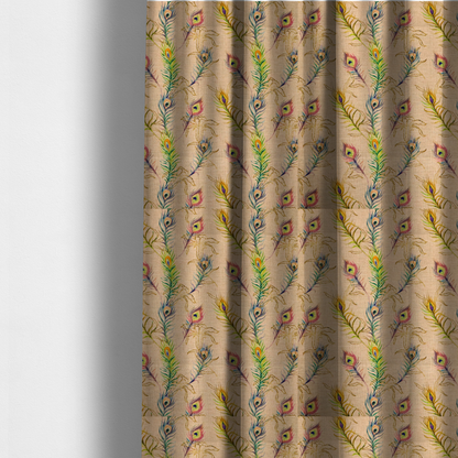 Pastel Peacock Drizzle Print Upholstery Fabric DP-96 - Made To Measure Curtains