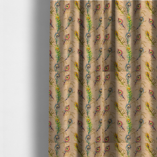 Pastel Peacock Drizzle Print Upholstery Fabric DP-96 - Made To Measure Curtains