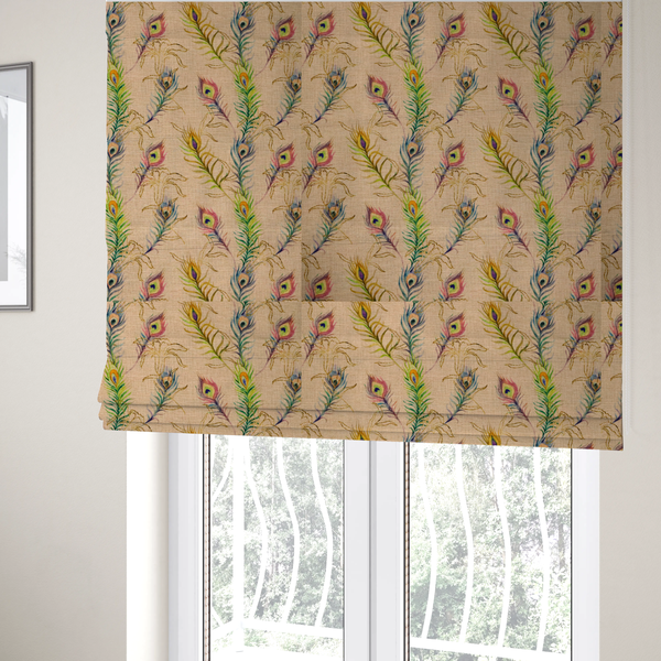 Pastel Peacock Drizzle Print Upholstery Fabric DP-96 - Roman Blinds