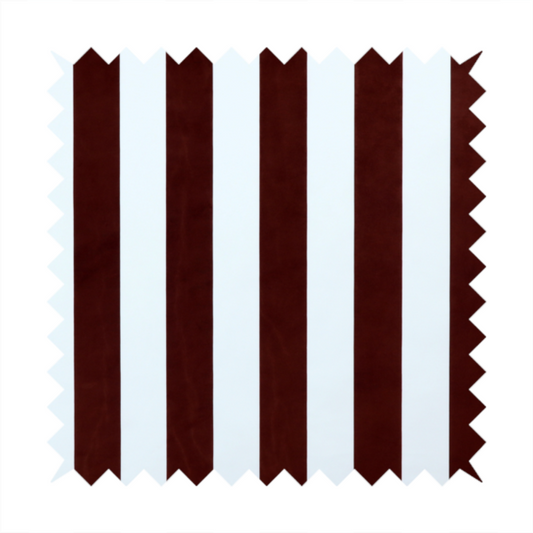 A vertically striped fabric pattern featuring alternating bands of dark brown and white.