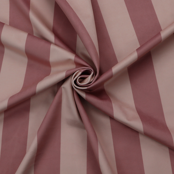 A vertically striped fabric pattern featuring alternating bands of dark dusty rose or mauve and a lighter tone.