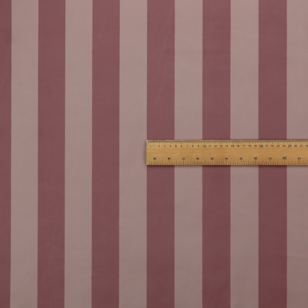 A vertically striped fabric pattern featuring alternating bands of dark dusty rose or mauve and a lighter tone.