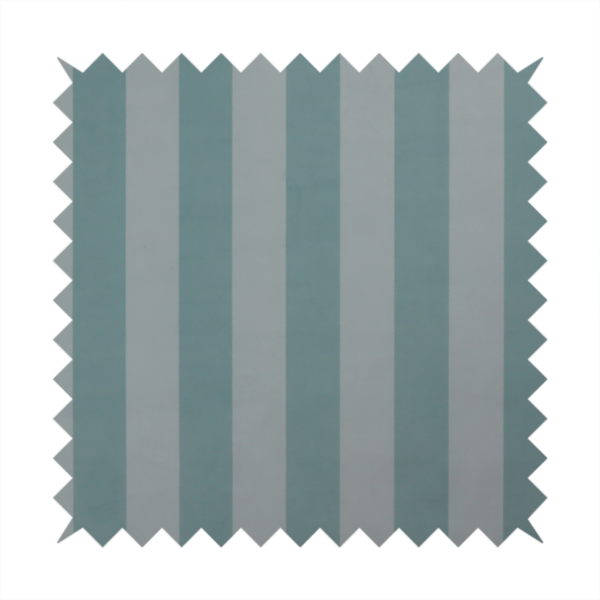A vertically striped fabric pattern featuring alternating bands of soft blue-green or teal and white.