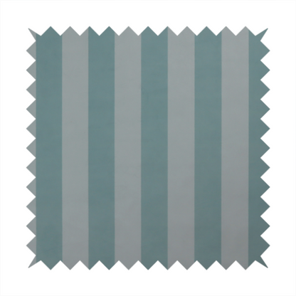 A vertically striped fabric pattern featuring alternating bands of soft blue-green or teal and white.