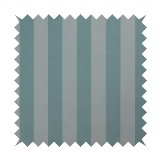 A vertically striped fabric pattern featuring alternating bands of soft blue-green or teal and white.