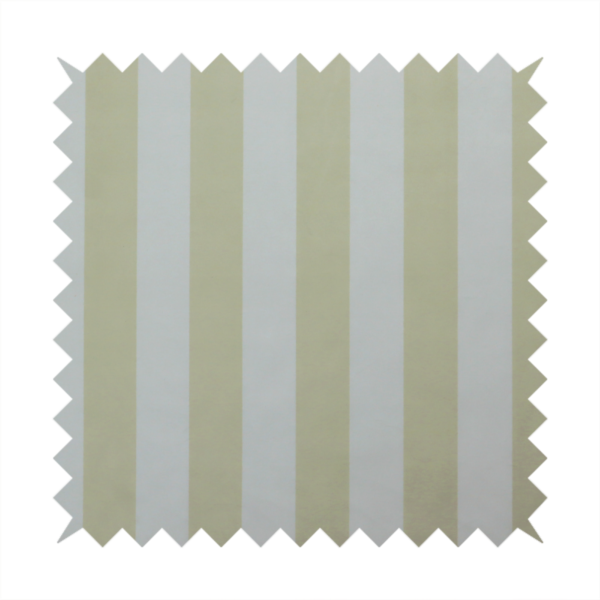 A vertically striped fabric pattern featuring alternating bands of soft sage green or cream and white.