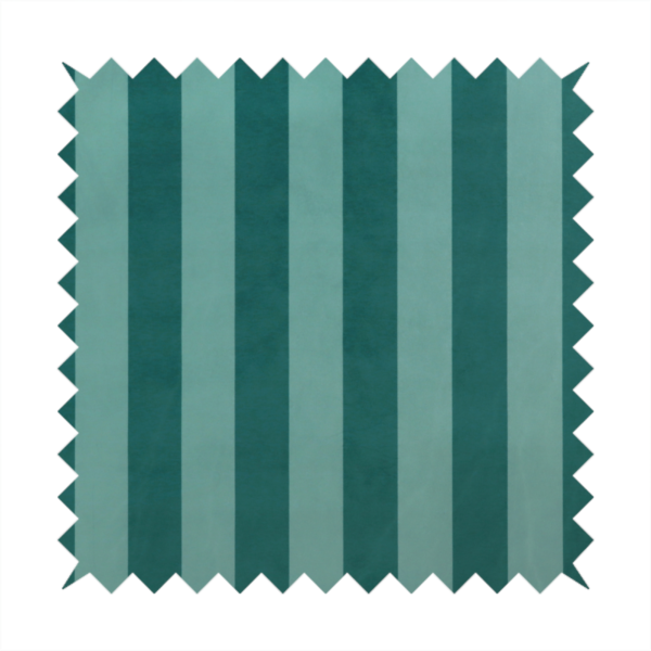A vertically striped fabric pattern featuring alternating bands of dark teal and a lighter mint green or blue-green tone