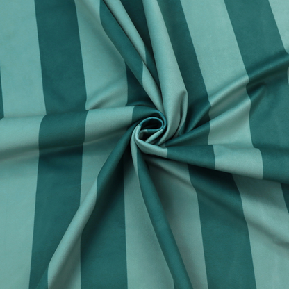 A vertically striped fabric pattern featuring alternating bands of dark teal and a lighter mint green or blue-green tone