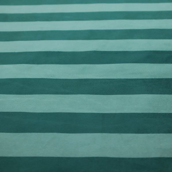 A horizontally striped fabric pattern featuring alternating bands of dark teal and a lighter mint green or blue-green tone.