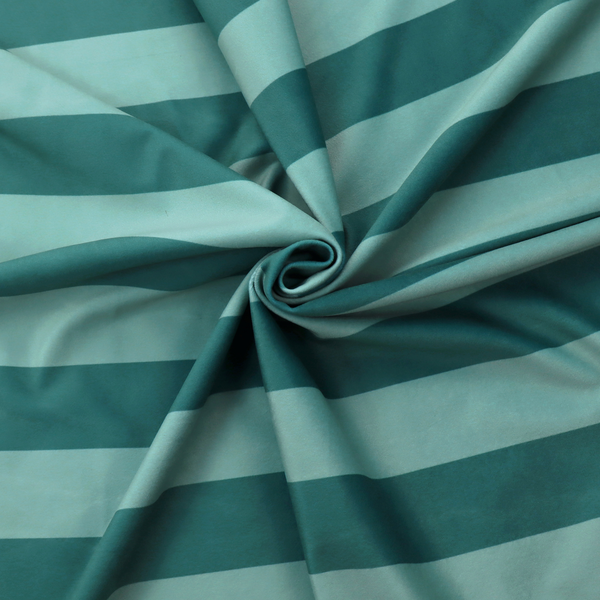 A horizontally striped fabric pattern featuring alternating bands of dark teal and a lighter mint green or blue-green tone.