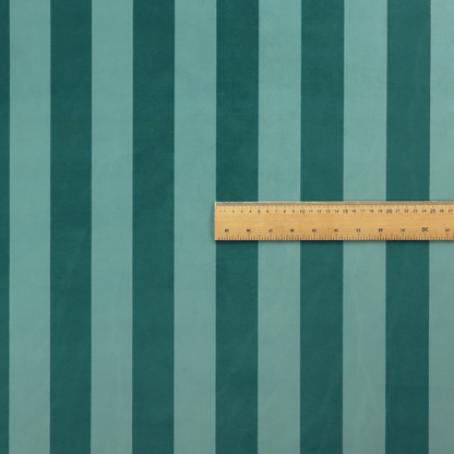 A horizontally striped fabric pattern featuring alternating bands of dark teal and a lighter mint green or blue-green tone.