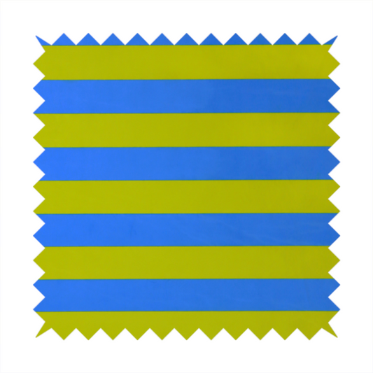 A horizontally striped fabric pattern featuring alternating bands of bright electric blue and yellow-green or lime.