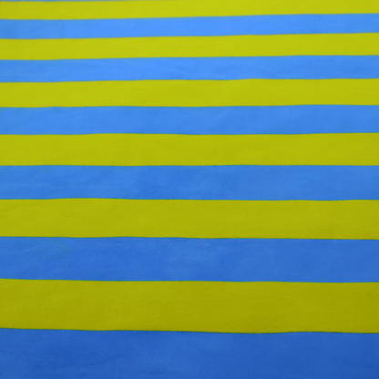 A horizontally striped fabric pattern featuring alternating bands of bright electric blue and yellow-green or lime.