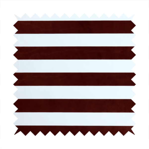 A horizontally striped fabric pattern featuring alternating bands of dark brown and white.