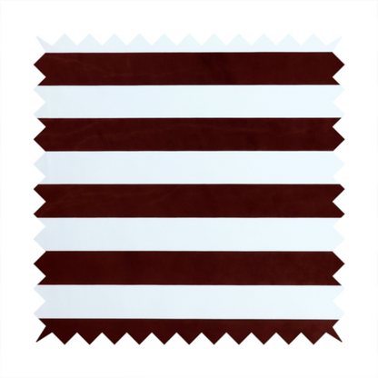 A horizontally striped fabric pattern featuring alternating bands of dark brown and white.