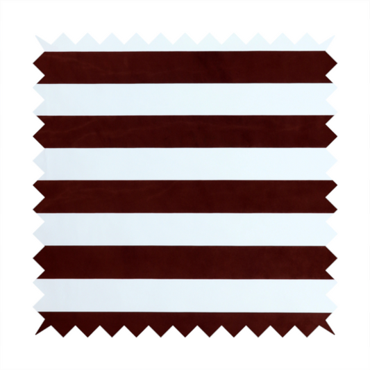 A horizontally striped fabric pattern featuring alternating bands of dark brown and white.