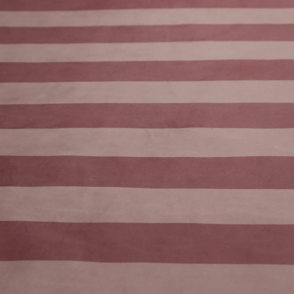 A horizontally striped fabric pattern featuring alternating bands of muted dusty pink and a lighter mauve or rose tone.