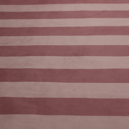 A horizontally striped fabric pattern featuring alternating bands of muted dusty pink and a lighter mauve or rose tone.