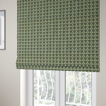 Dallas Geometric Pattern Printed Pattern On Linen Effect Chenille Material Grey Coloured Upholstery Fabric - Roman Blinds