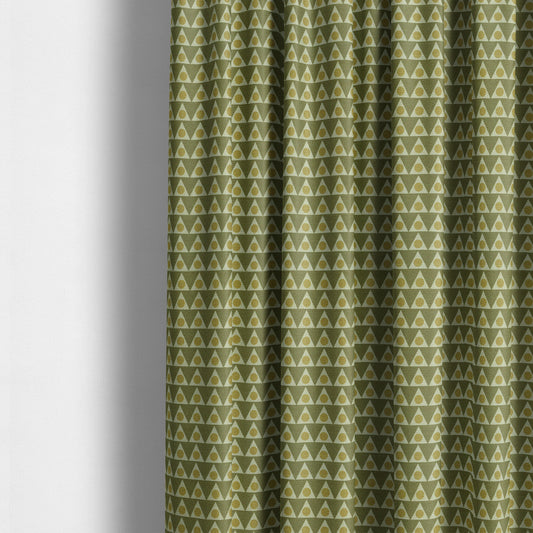 Dallas Geometric Pattern Printed Pattern On Linen Effect Chenille Material Green Coloured Upholstery Fabric - Made To Measure Curtains