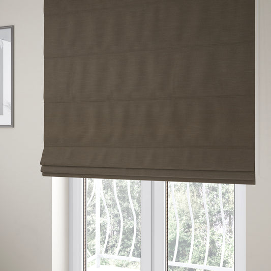 Darwin Linen Effect Style Flat Weave Material In Brown Colour Upholstery Soft Furnishing Fabrics - Roman Blinds