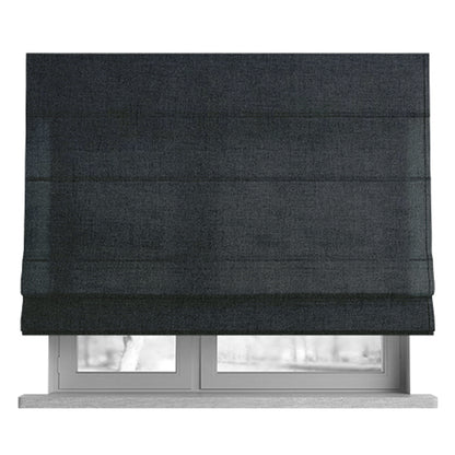 Gloria Soft Woven Textured Chenille Upholstery Fabric Black Colour - Roman Blinds