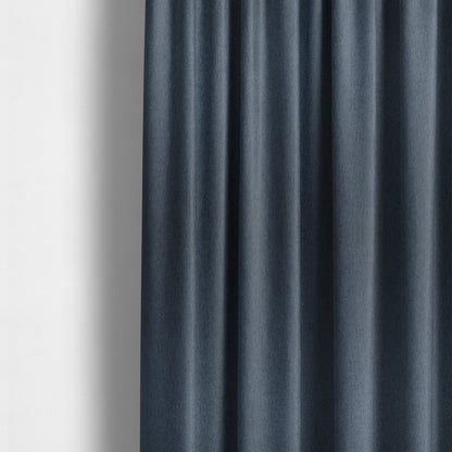 Davos Flat Weave Chenille Upholstery Fabrics In Prussian Blue - Made To Measure Curtains