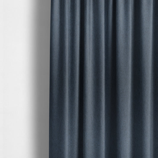 Davos Flat Weave Chenille Upholstery Fabrics In Prussian Blue - Made To Measure Curtains