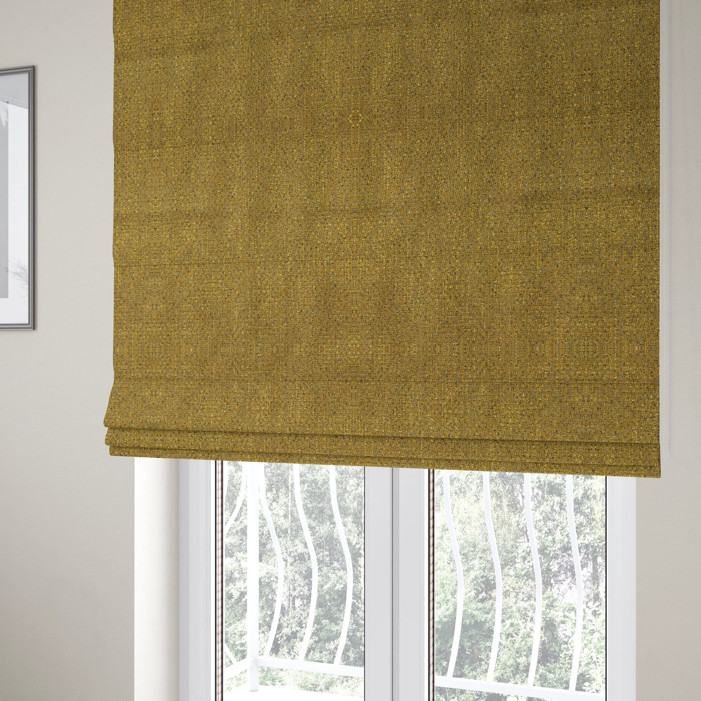 Dawson Textured Weave Furnishing Fabric In Yellow Colour - Roman Blinds