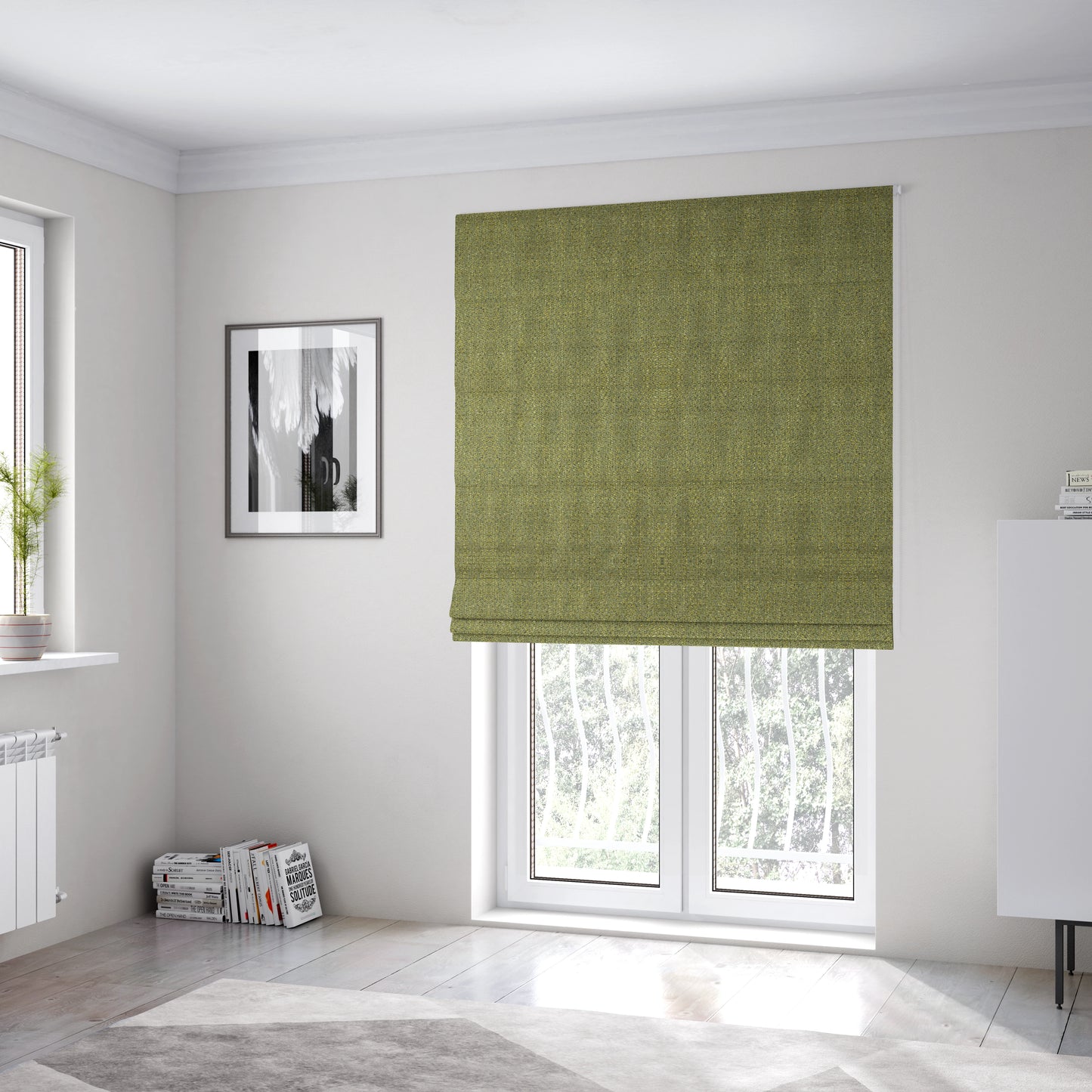 Dawson Textured Weave Furnishing Fabric In Green Colour - Roman Blinds