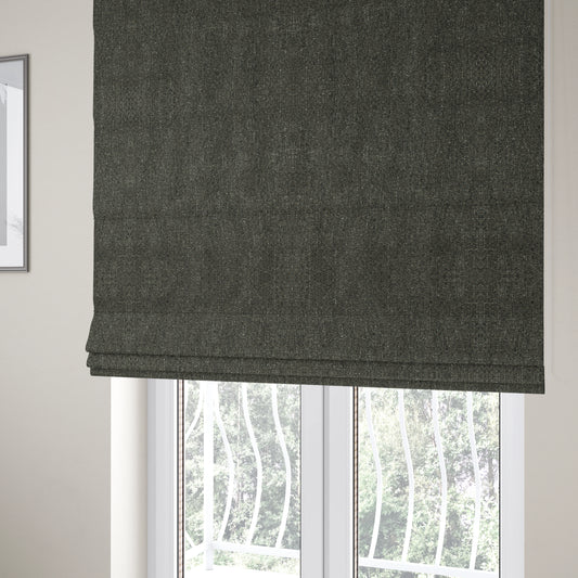 Dawson Textured Weave Furnishing Fabric In Black Colour - Roman Blinds