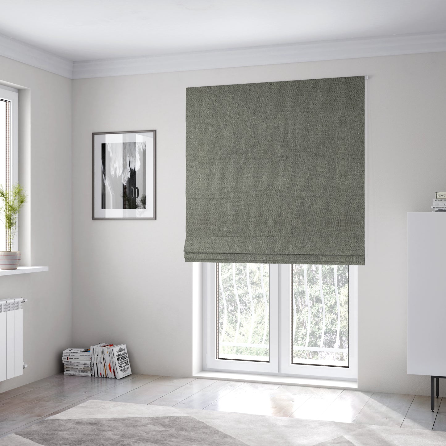 Dawson Textured Weave Furnishing Fabric In Silver Colour - Roman Blinds