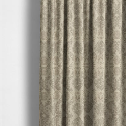 Detroit Printed Velvet Damask Pattern Soft Velour Beige Colour Upholstery Fabric - Made To Measure Curtains