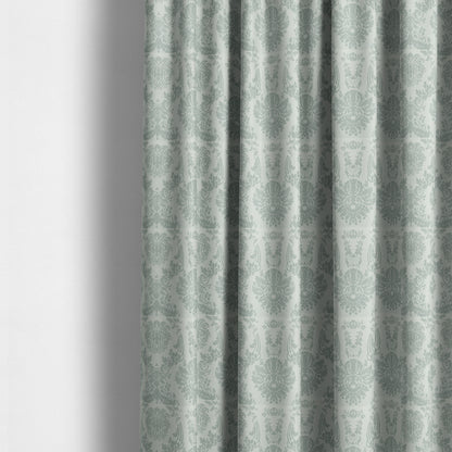 Detroit Printed Velvet Damask Pattern Soft Velour Silver Colour Upholstery Fabric - Made To Measure Curtains