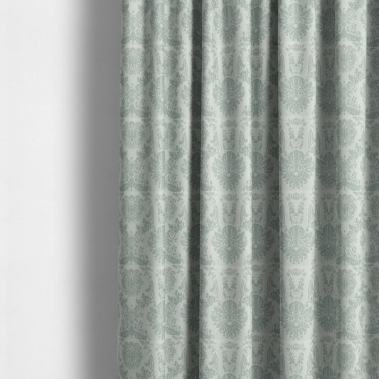 Detroit Printed Velvet Damask Pattern Soft Velour Silver Colour Upholstery Fabric - Made To Measure Curtains