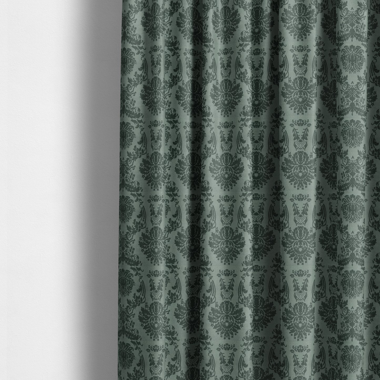 Detroit Printed Velvet Damask Pattern Soft Velour Grey Colour Upholstery Fabric - Made To Measure Curtains