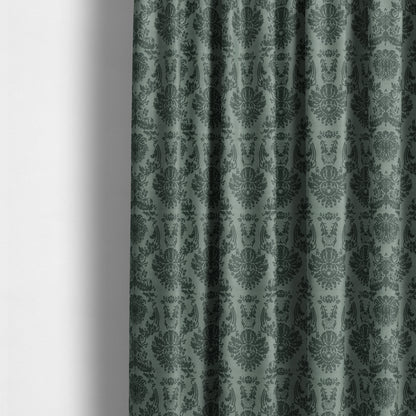 Detroit Printed Velvet Damask Pattern Soft Velour Grey Colour Upholstery Fabric - Made To Measure Curtains