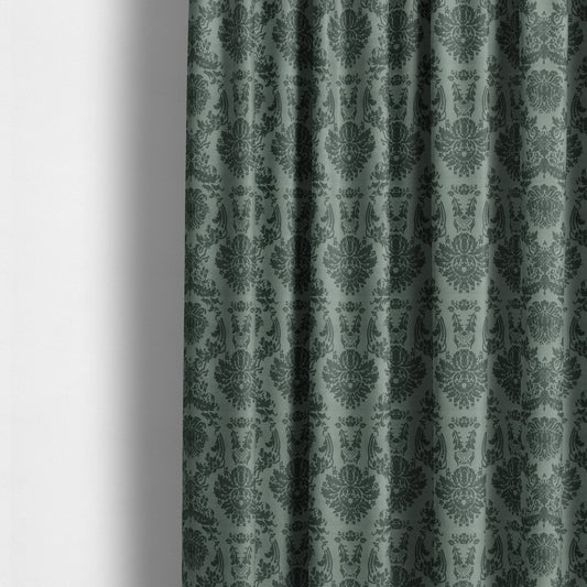 Detroit Printed Velvet Damask Pattern Soft Velour Grey Colour Upholstery Fabric - Made To Measure Curtains