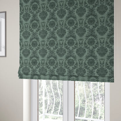 Detroit Printed Velvet Damask Pattern Soft Velour Grey Colour Upholstery Fabric - Roman Blinds