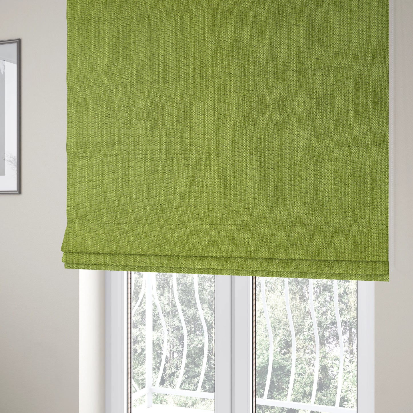 Devon Textured Woven Upholstery Chenille Fabric In Green Colour - Roman Blinds