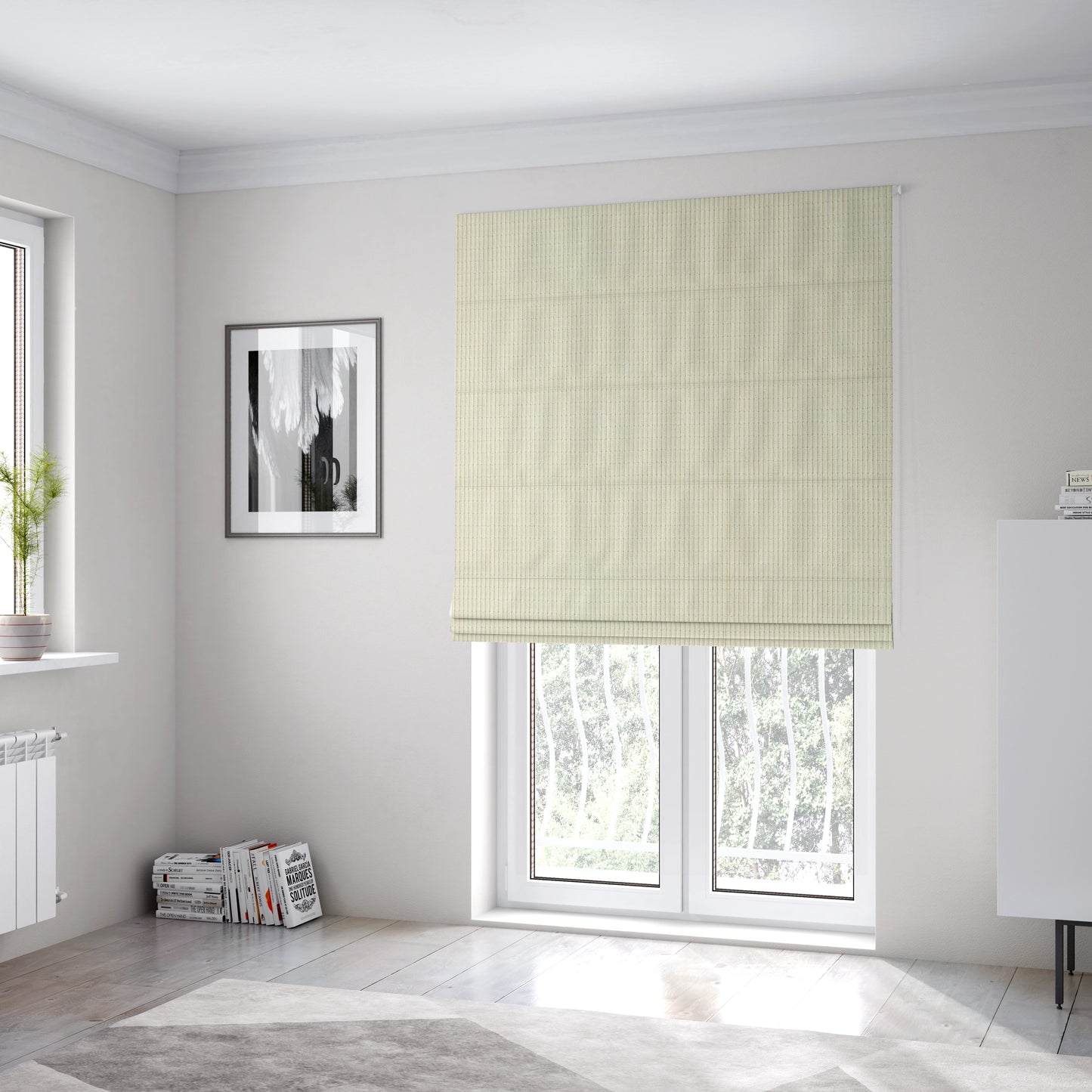 Didcot Brick Effect Corduroy Fabric In Cream Colour - Roman Blinds