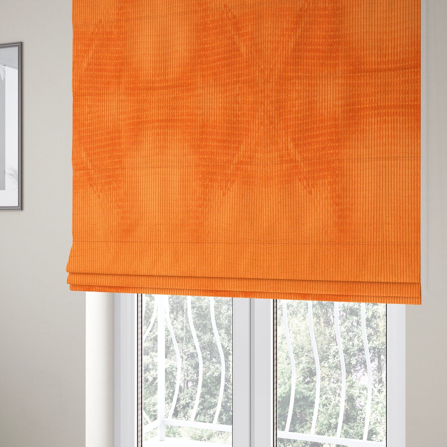 Didcot Brick Effect Corduroy Fabric In Orange Colour - Roman Blinds