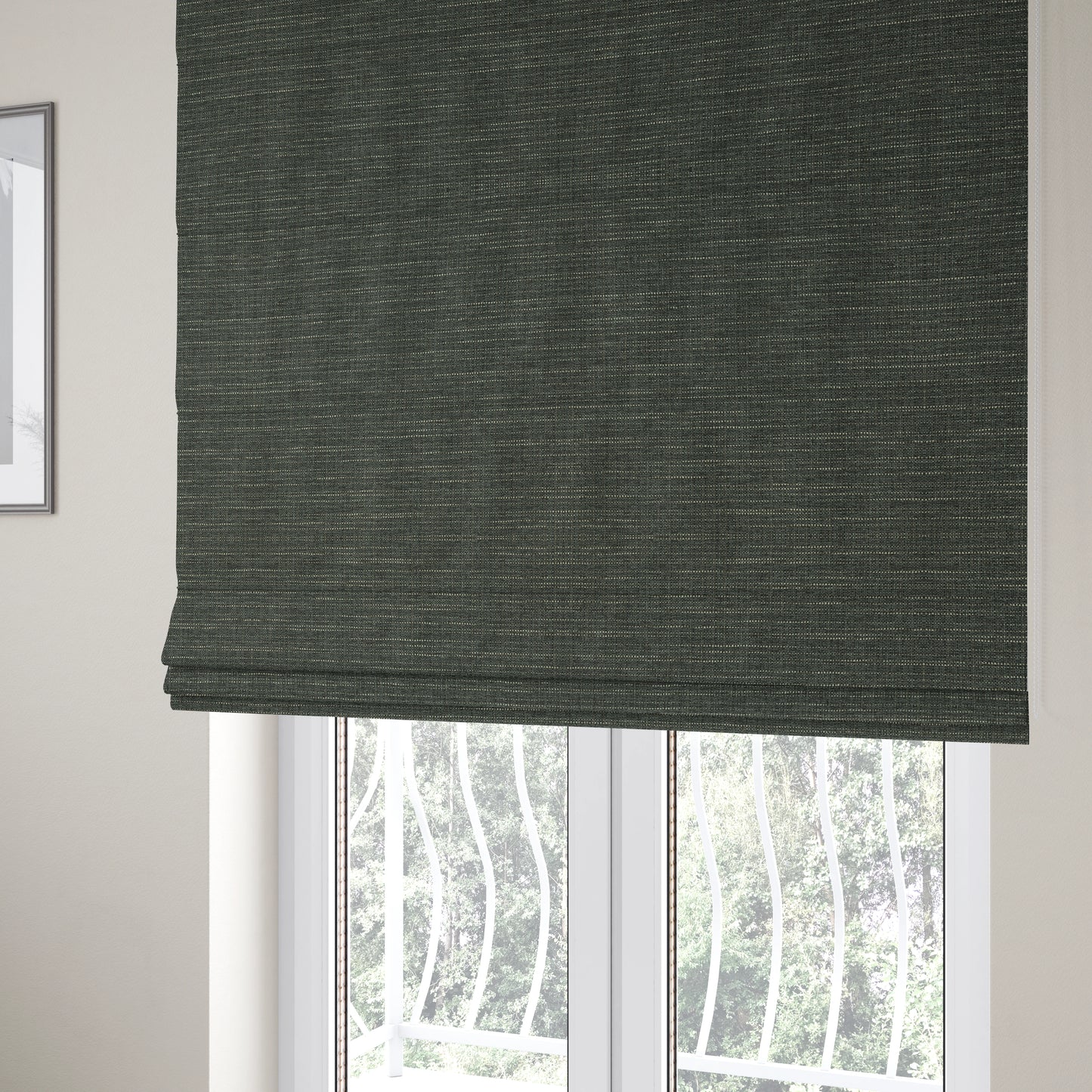 Dijon Heavily Textured Detailed Weave Material Charcoal Grey Furnishing Upholstery Fabrics - Roman Blinds