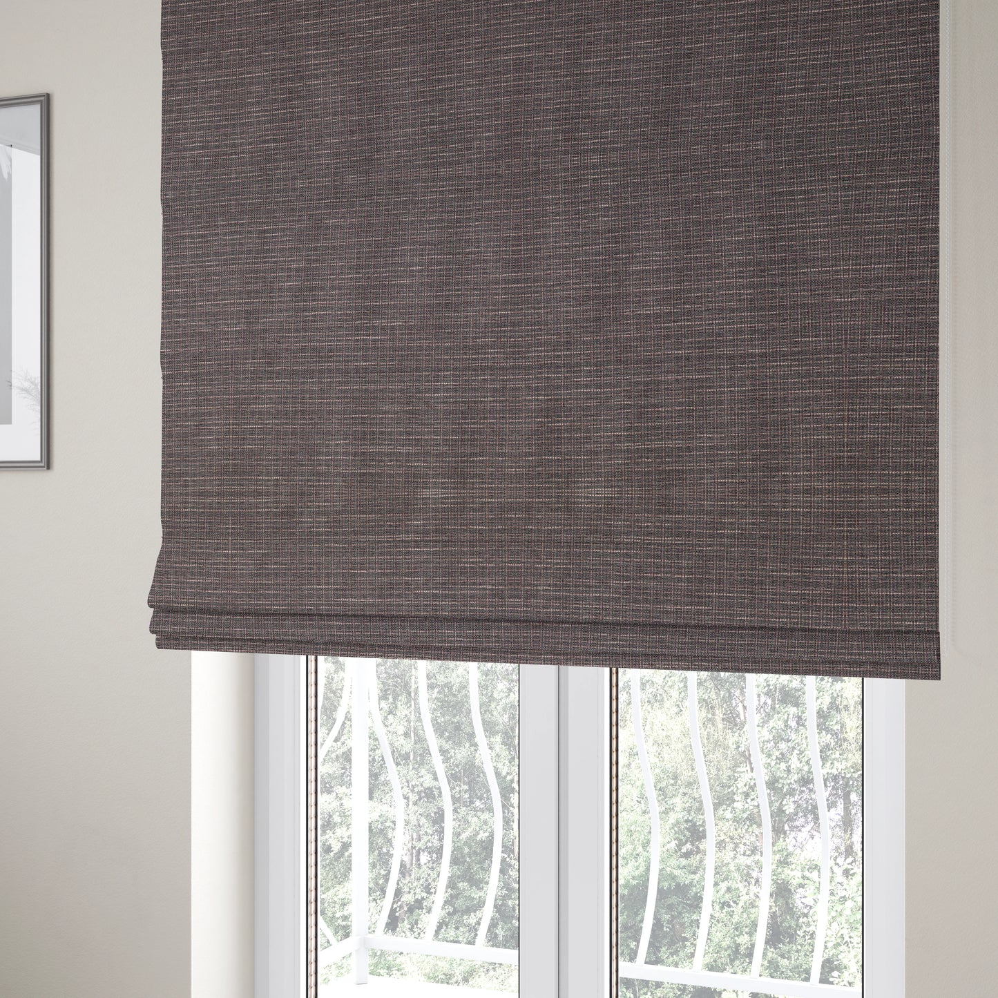 Dijon Heavily Textured Detailed Weave Material Purple Furnishing Upholstery Fabrics - Roman Blinds