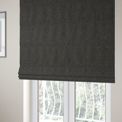 Dijon Heavily Textured Detailed Weave Material Black Grey Furnishing Upholstery Fabrics - Roman Blinds