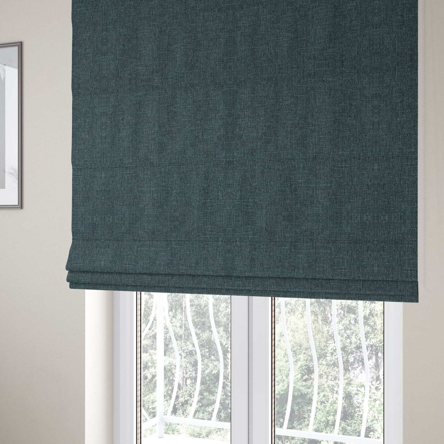 Dijon Heavily Textured Detailed Weave Material Azure Teal Furnishing Upholstery Fabrics - Roman Blinds