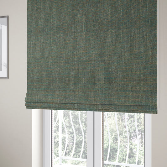 Durban Multicoloured Textured Weave Furnishing Fabric In Blue Green Teal Colour - Roman Blinds