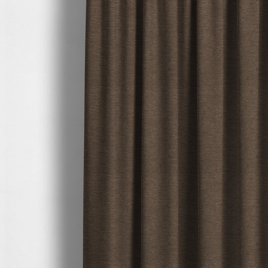 Earley Soft Matt Velvet Chenille Furnishing Upholstery Fabric In Brown Colour - Made To Measure Curtains